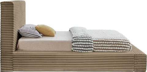 Jax Taupe Corduroy Fabric Twin Bed