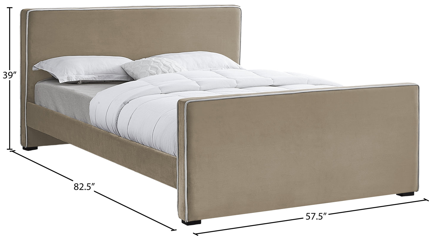 cascade beige velvet full bed f