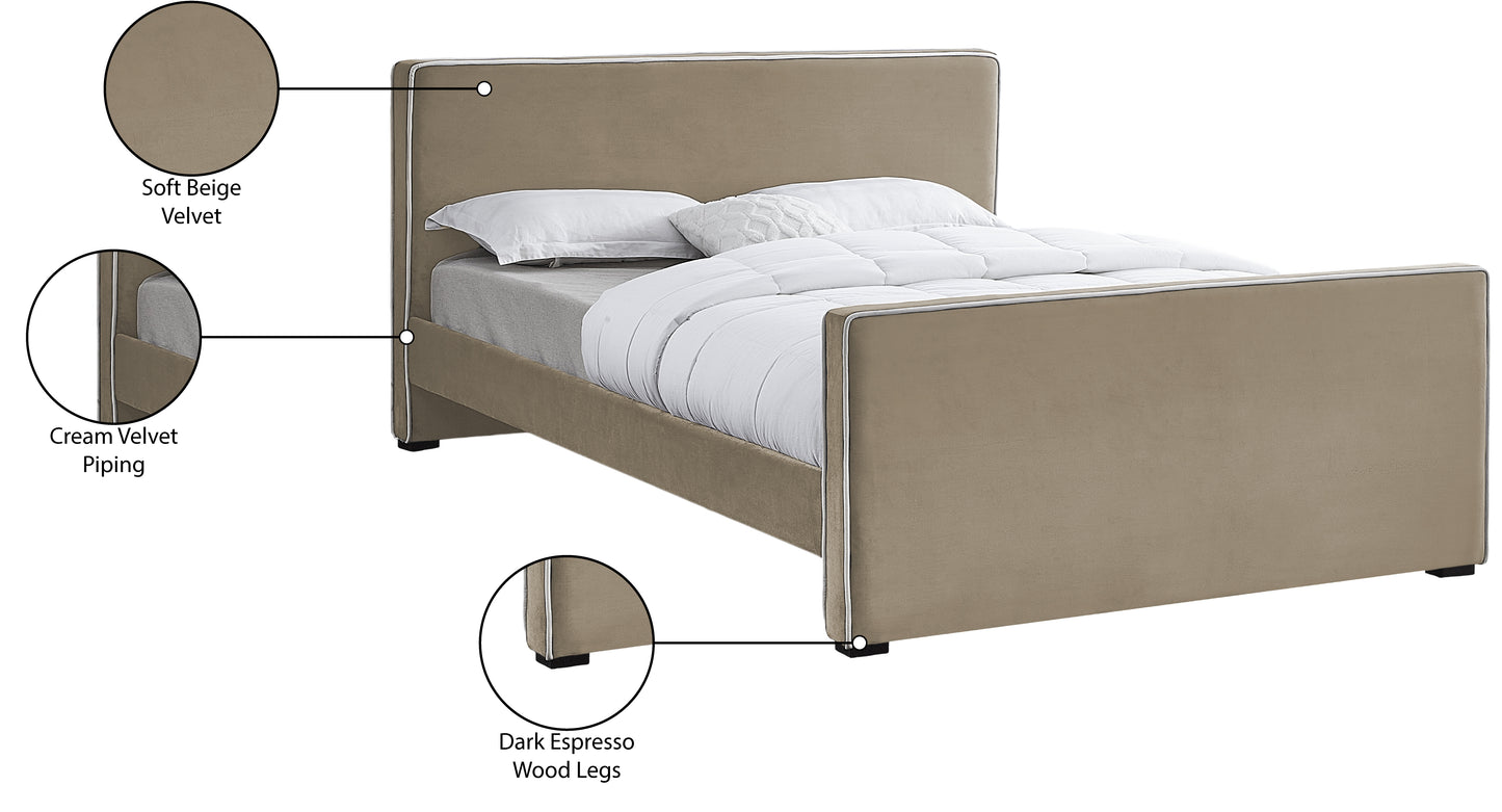 cascade beige velvet full bed f