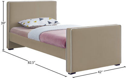 Cascade Beige Velvet Twin Bed T