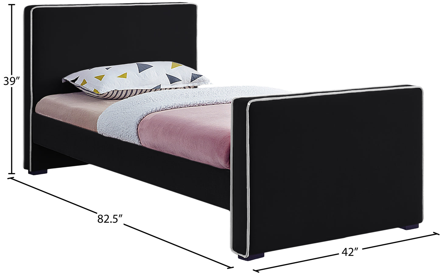 cascade black velvet twin bed t