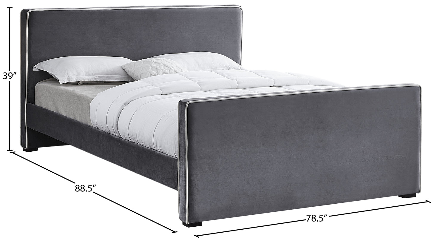 cascade grey velvet king bed k