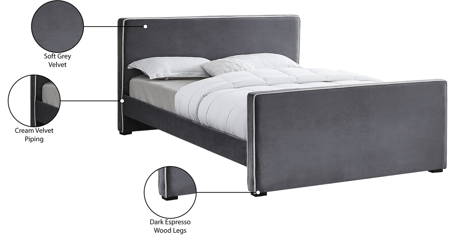 cascade grey velvet king bed k