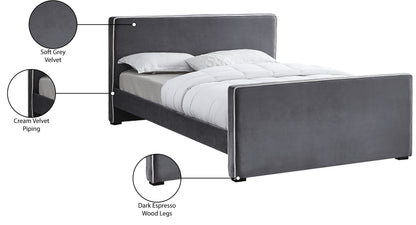 Cascade Grey Velvet King Bed K