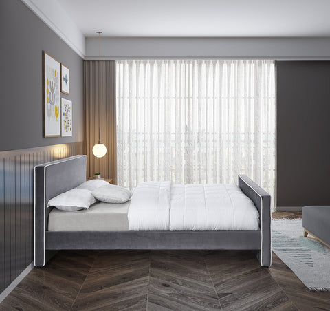 Cascade Grey Velvet King Bed K