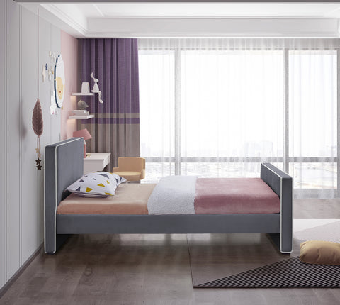 Cascade Grey Velvet Twin Bed T