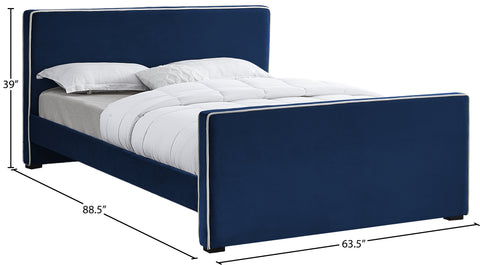 Cascade Navy Velvet Queen Bed Q