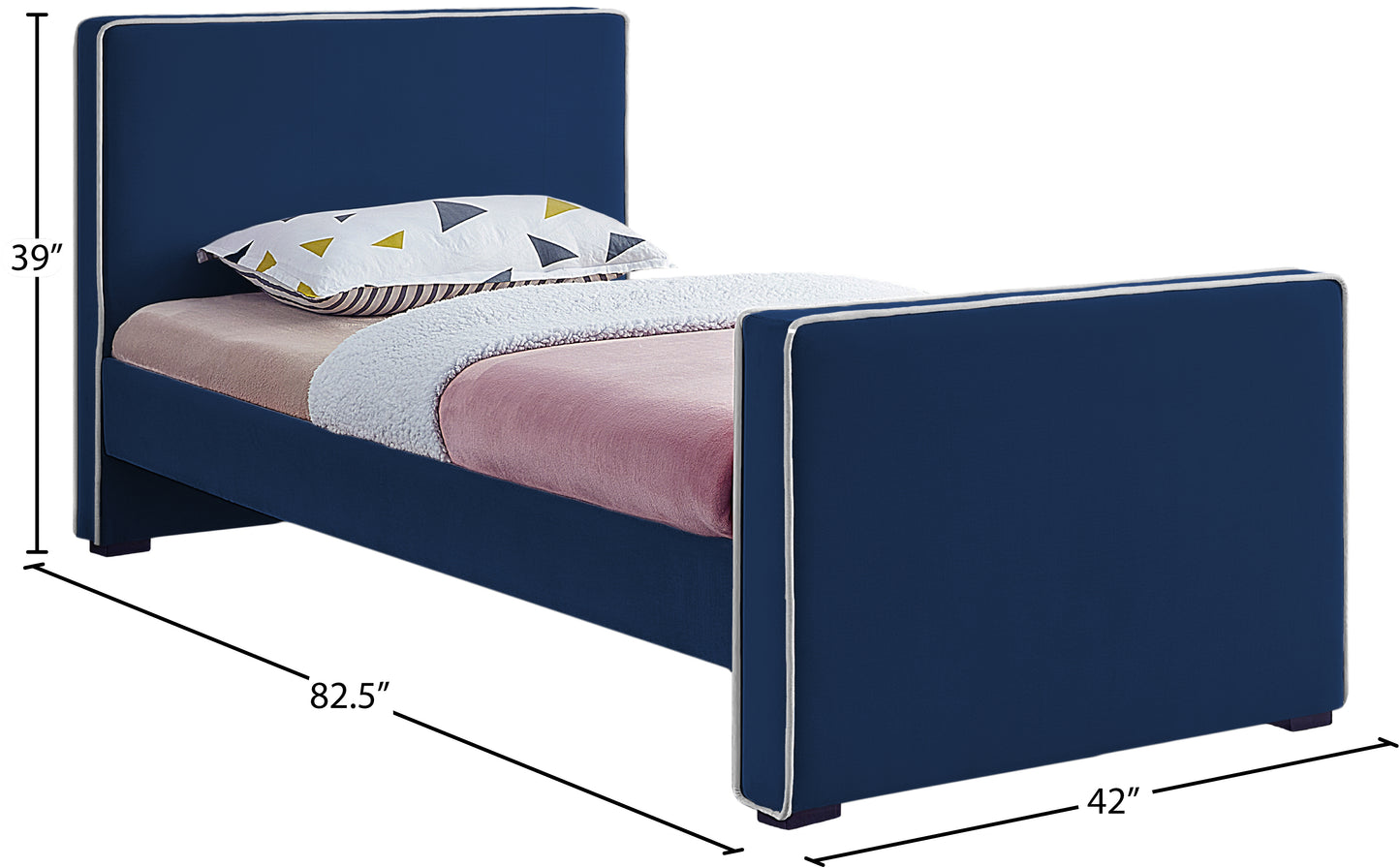 cascade navy velvet twin bed t