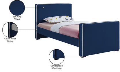 Cascade Navy Velvet Twin Bed T