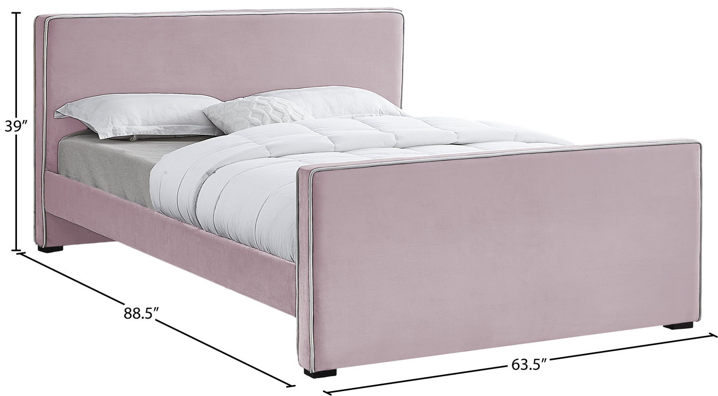 cascade pink velvet queen bed q