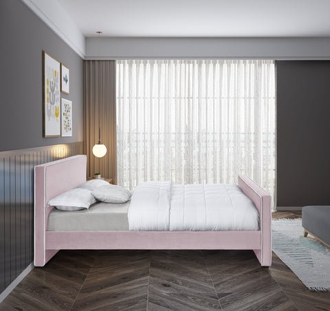 Cascade Pink Velvet Queen Bed Q