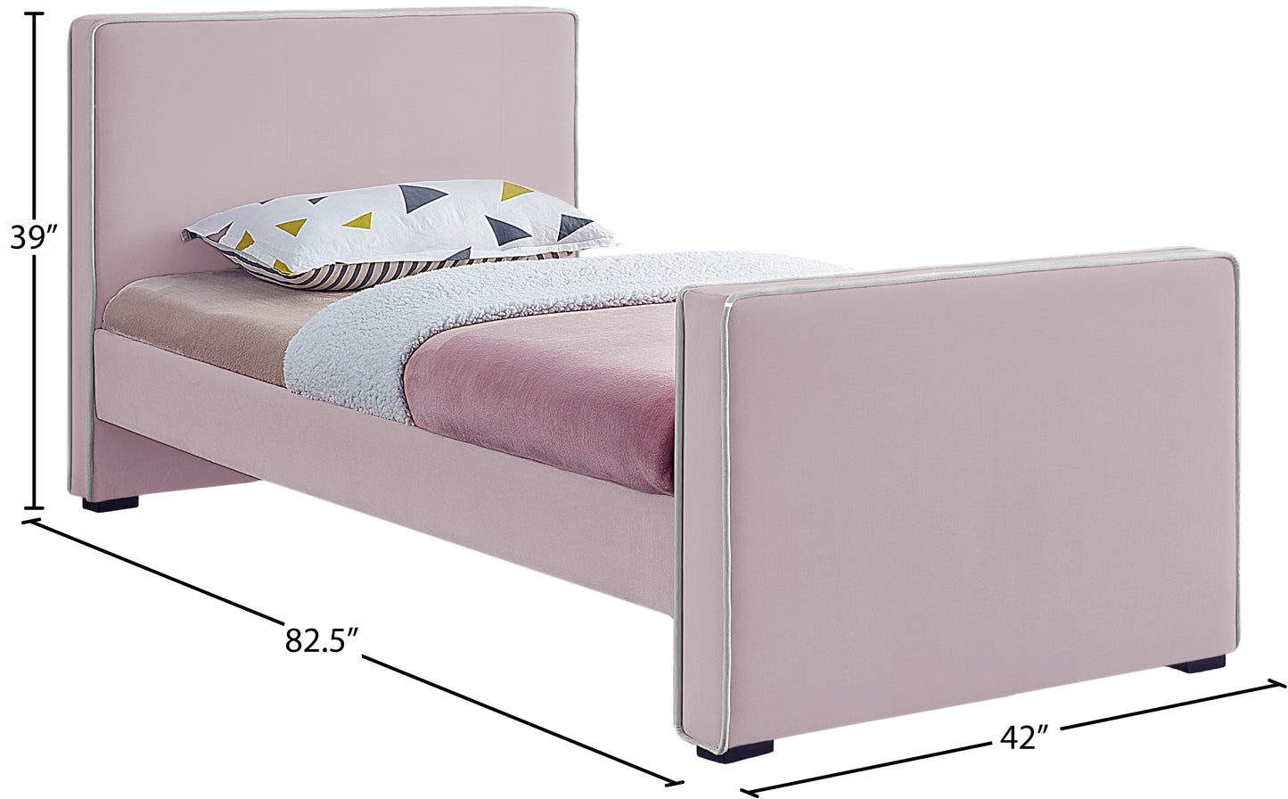 cascade pink velvet twin bed t