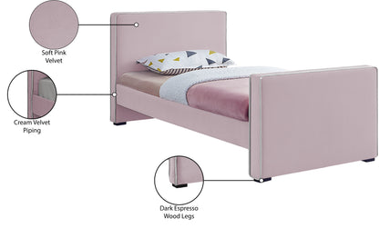 Cascade Pink Velvet Twin Bed T