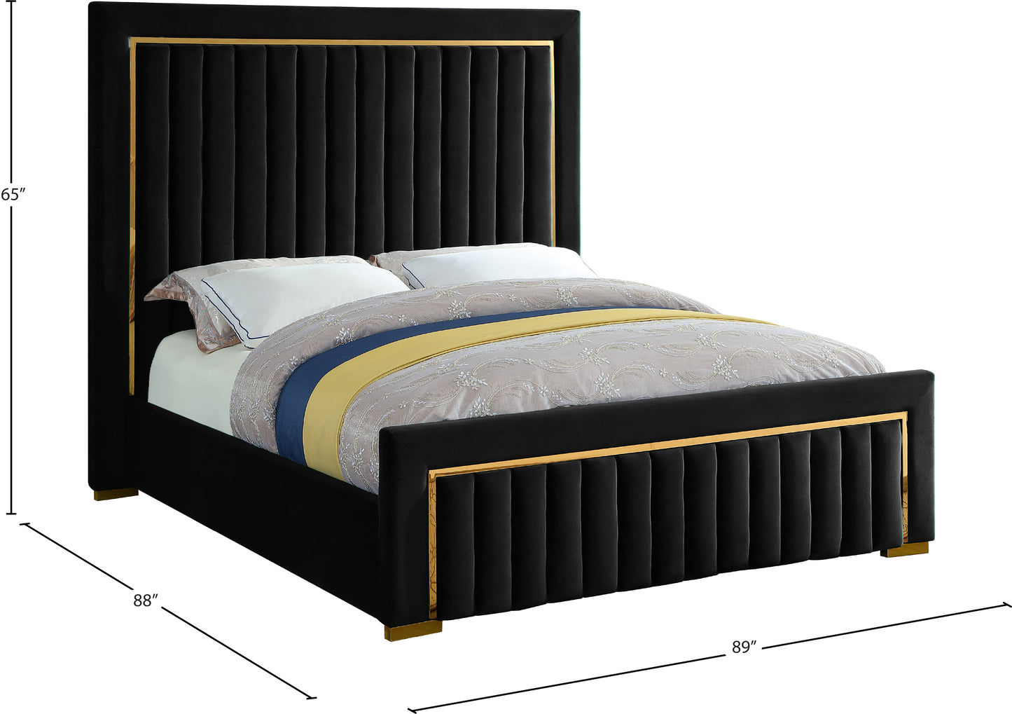 comfy black velvet king bed (3 boxes) k