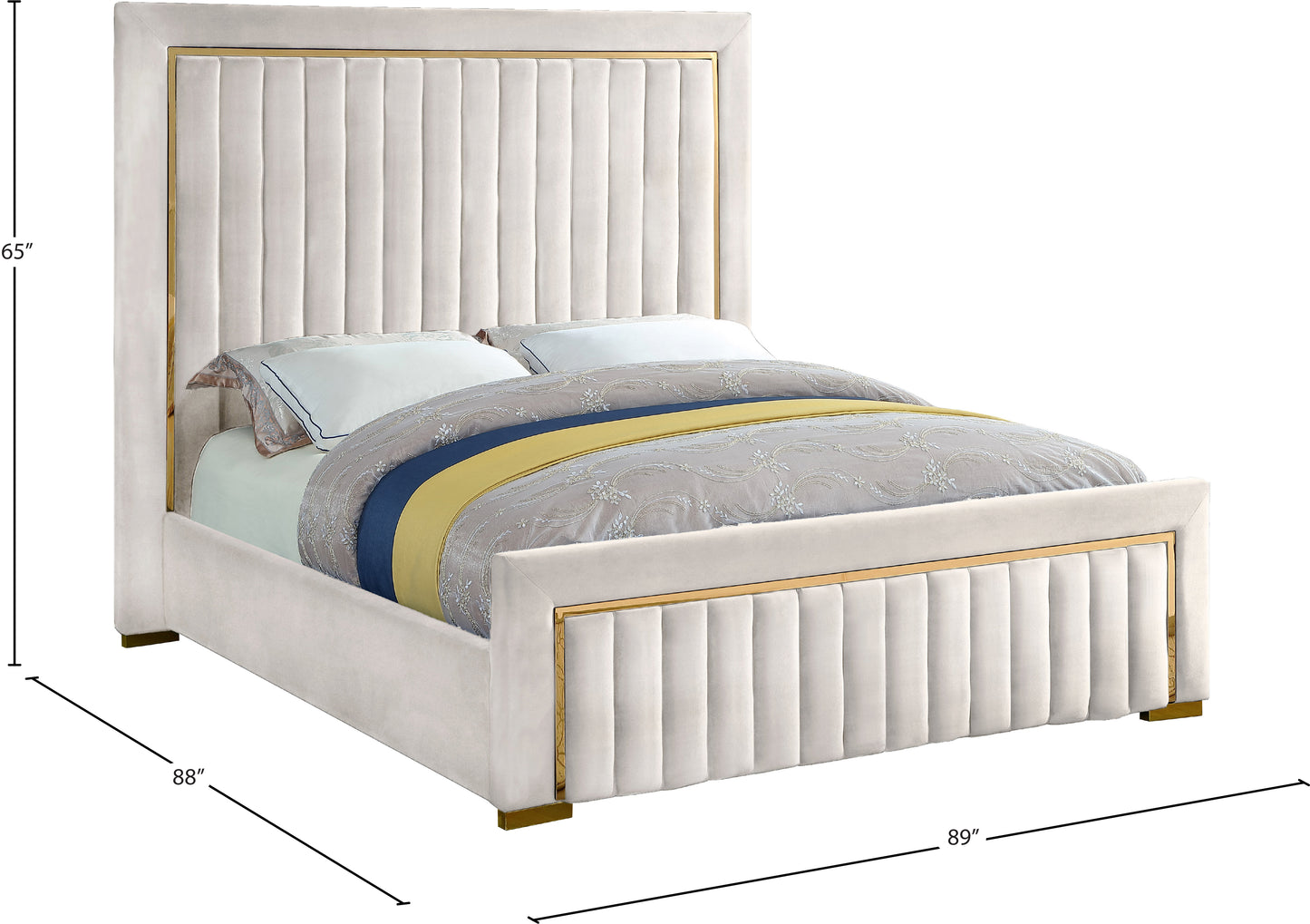 comfy cream velvet king bed (3 boxes) k