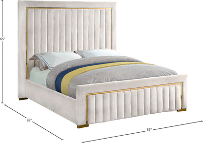 Comfy Cream Velvet King Bed (3 Boxes) K