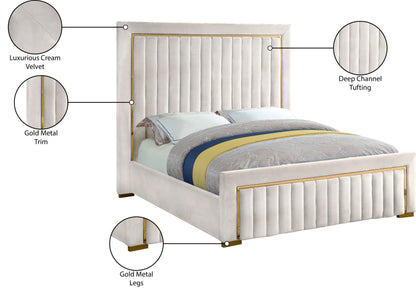 Comfy Cream Velvet King Bed (3 Boxes) K