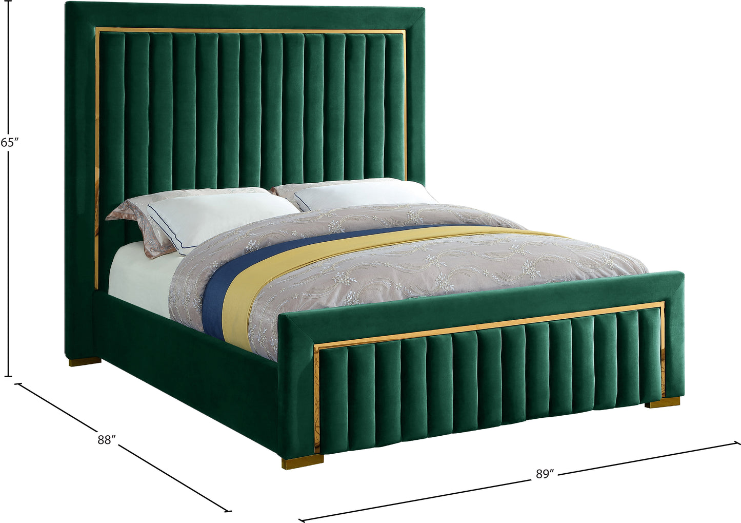 comfy green velvet king bed (3 boxes) k