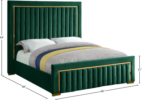 Waverly Green Velvet Upholstered King Bed, 1 Piece