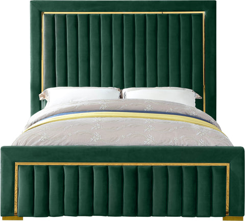 Waverly Green Velvet Upholstered King Bed, 1 Piece
