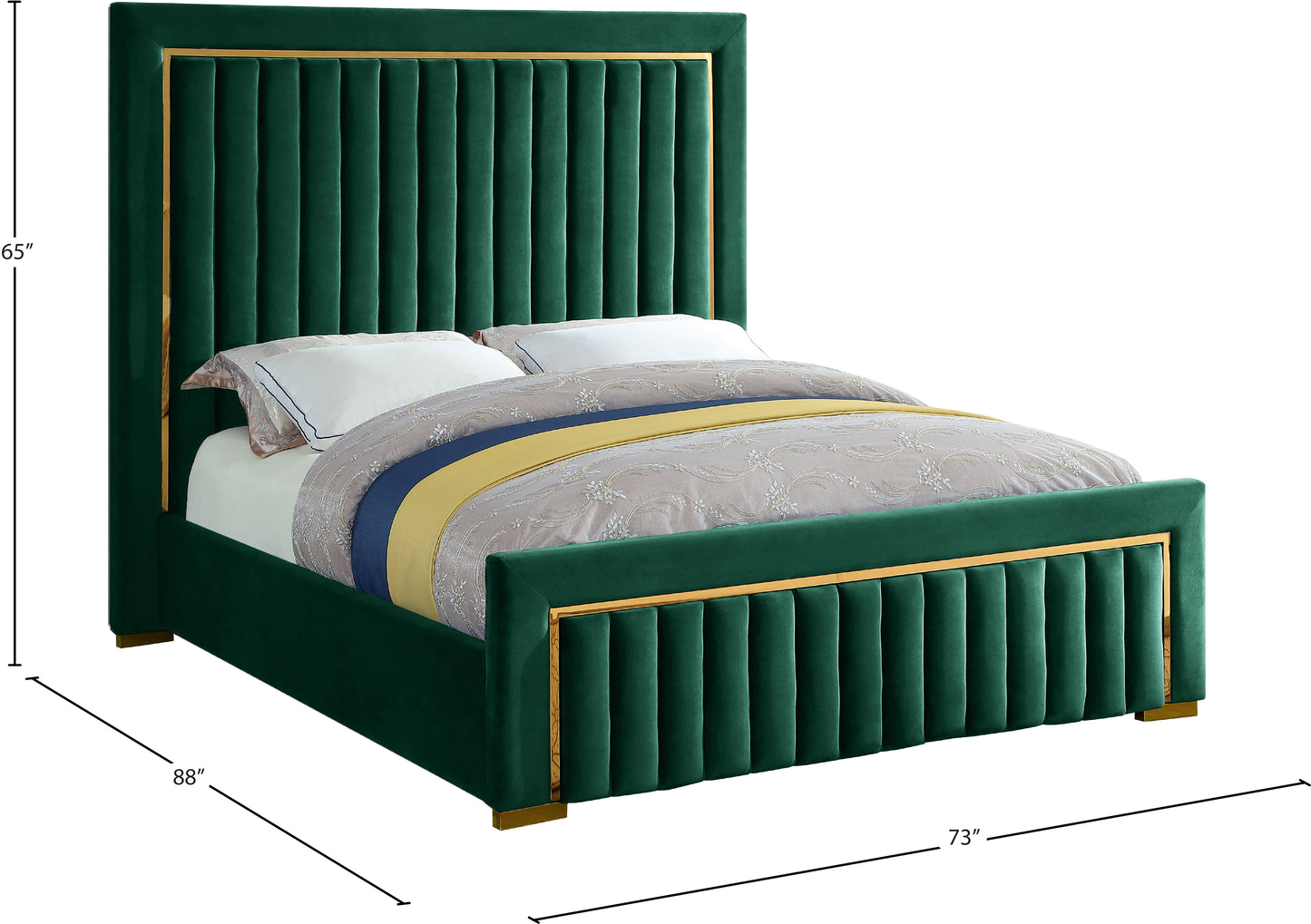 comfy green velvet queen bed (3 boxes) q