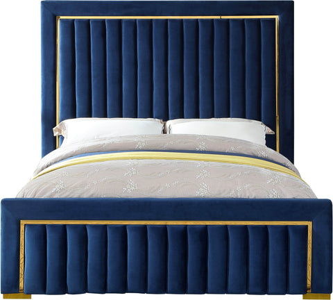 Waverly Navy Velvet Upholstered King Bed, 1 Piece