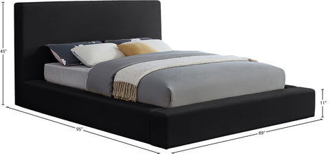 Talia Black Velvet Upholstered King Bed, 1 Piece