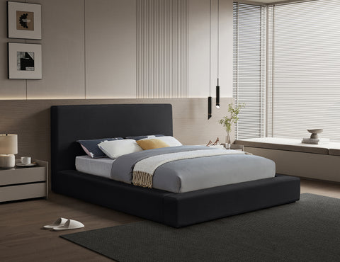 Talia Black Velvet Upholstered King Bed, 1 Piece