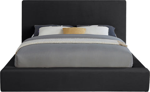 Talia Black Velvet Upholstered King Bed, 1 Piece