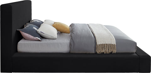 Talia Black Velvet Upholstered Queen Bed, 1 Piece