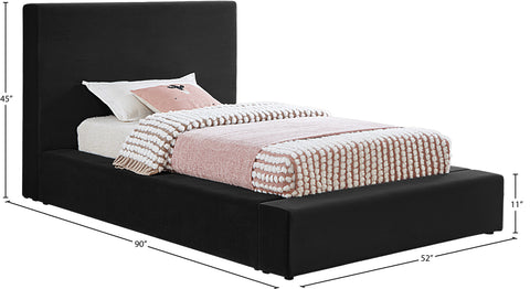Talia Black Velvet Upholstered Twin Bed, 1 Piece
