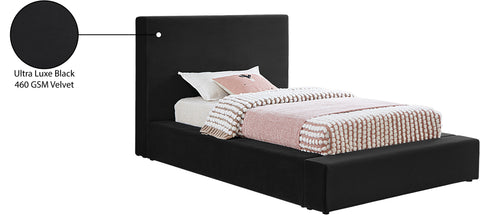 Talia Black Velvet Upholstered Twin Bed, 1 Piece