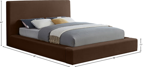 Talia Brown Velvet Upholstered Full Bed, 1 Piece