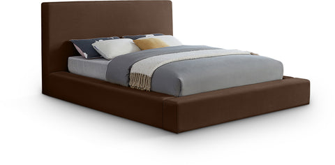 Talia Brown Velvet Upholstered King Bed, 1 Piece