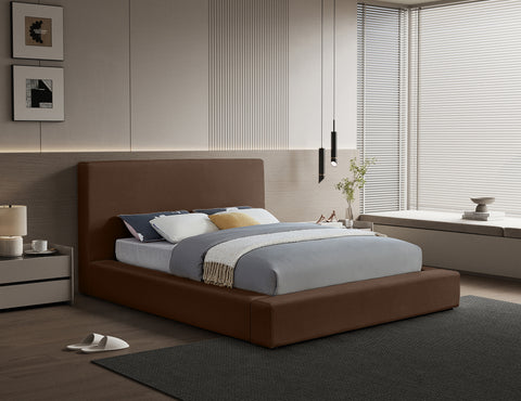 Talia Brown Velvet Upholstered King Bed, 1 Piece