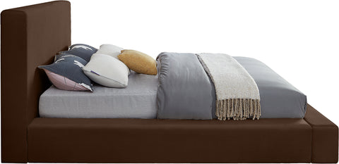 Talia Brown Velvet Upholstered Queen Bed, 1 Piece