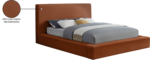 Talia Cognac Velvet Upholstered Full Bed, 1 Piece