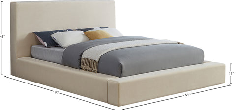 Talia Cream Velvet Upholstered Full Bed, 1 Piece