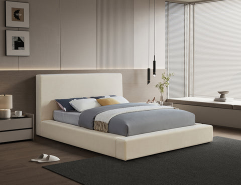 Talia Cream Velvet Upholstered Full Bed, 1 Piece
