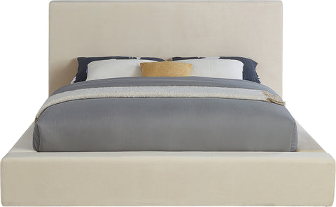 Talia Cream Velvet Upholstered Full Bed, 1 Piece