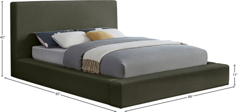 Talia Green Velvet Upholstered King Bed, 1 Piece