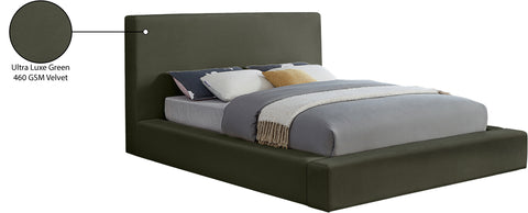 Talia Green Velvet Upholstered King Bed, 1 Piece