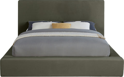 Talia Green Velvet Upholstered King Bed, 1 Piece