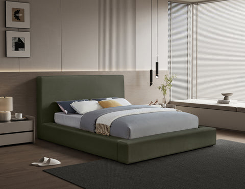 Talia Green Velvet Upholstered Queen Bed, 1 Piece