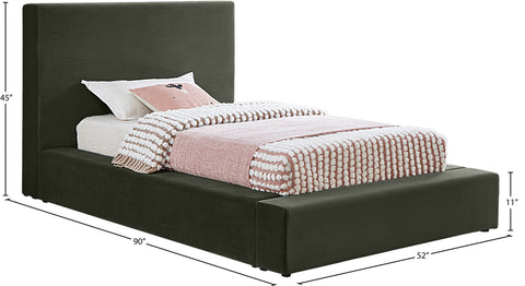 Talia Green Velvet Upholstered Twin Bed, 1 Piece