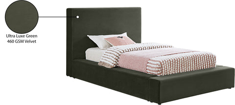 Talia Green Velvet Upholstered Twin Bed, 1 Piece