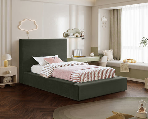 Talia Green Velvet Upholstered Twin Bed, 1 Piece