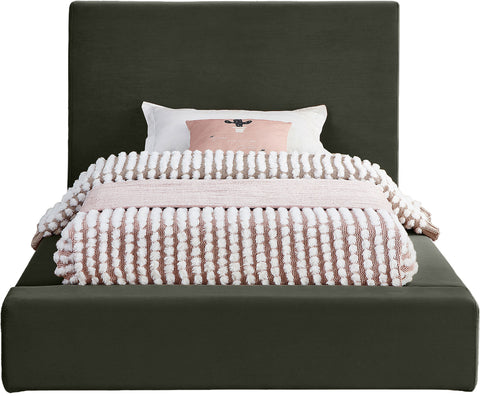 Talia Green Velvet Upholstered Twin Bed, 1 Piece