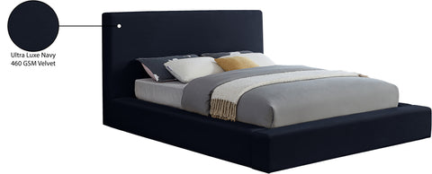 Talia Navy Velvet Upholstered Full Bed, 1 Piece