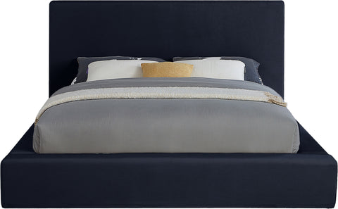 Talia Navy Velvet Upholstered Full Bed, 1 Piece